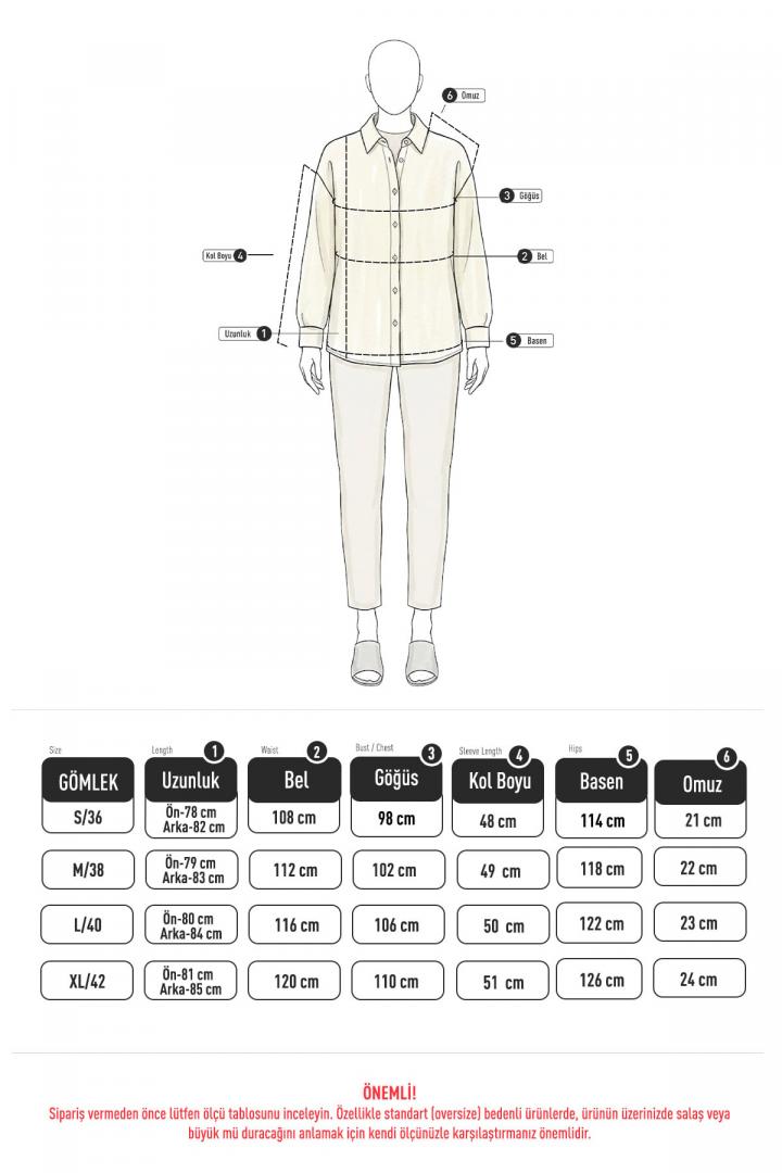 Düğmeli Tesettür Gömlek 612137 - LACİVERT |  