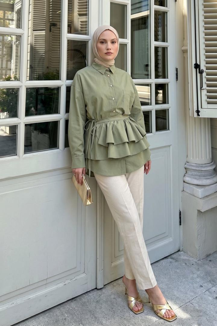 Aller Detaylı Tunik Y0123 - MİNT YEŞİLİ |  