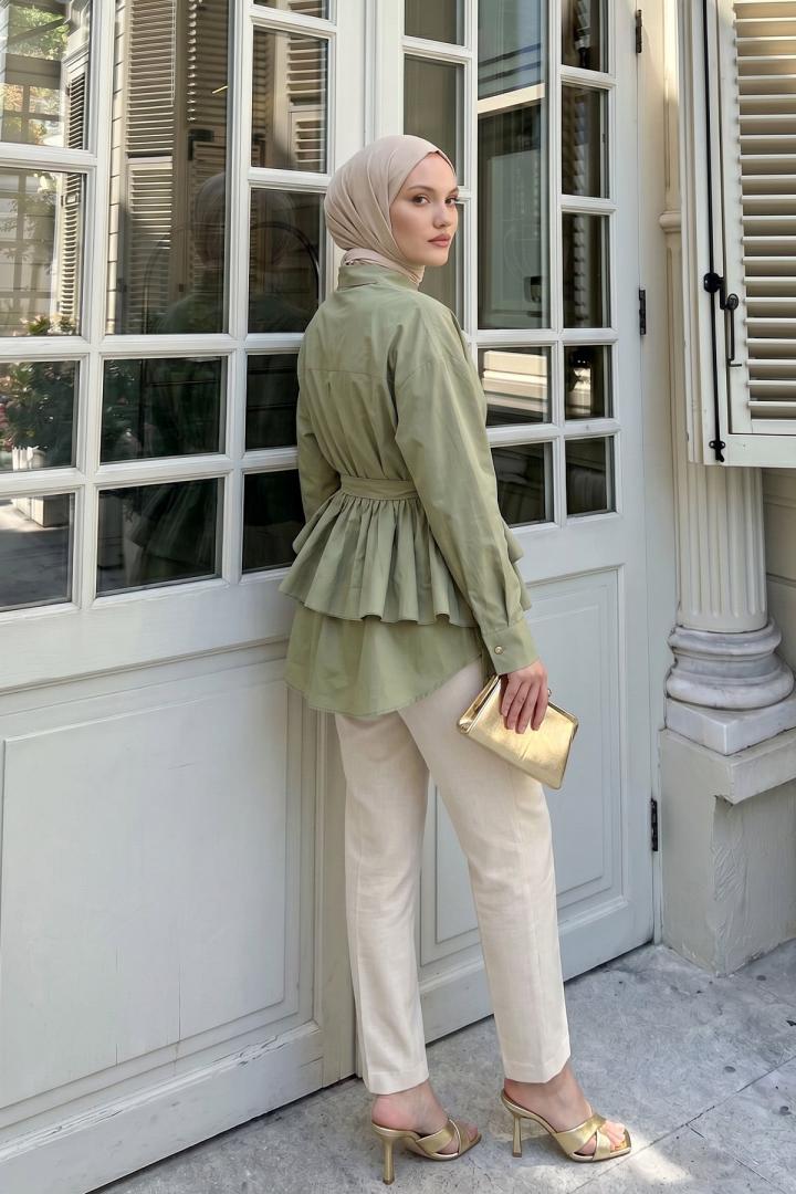 Aller Detaylı Tunik Y0123 - MİNT YEŞİLİ |  