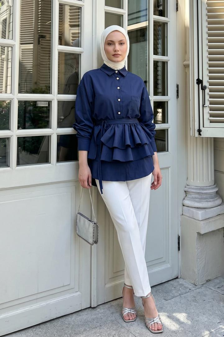 Aller Detaylı Tunik Y0123 - LACİVERT |  