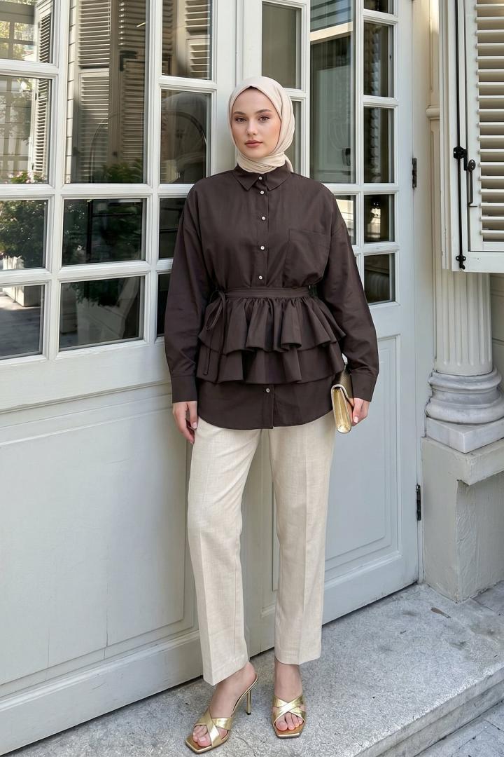 Aller Detaylı Tunik Y0123 - KAHVERENGİ |  