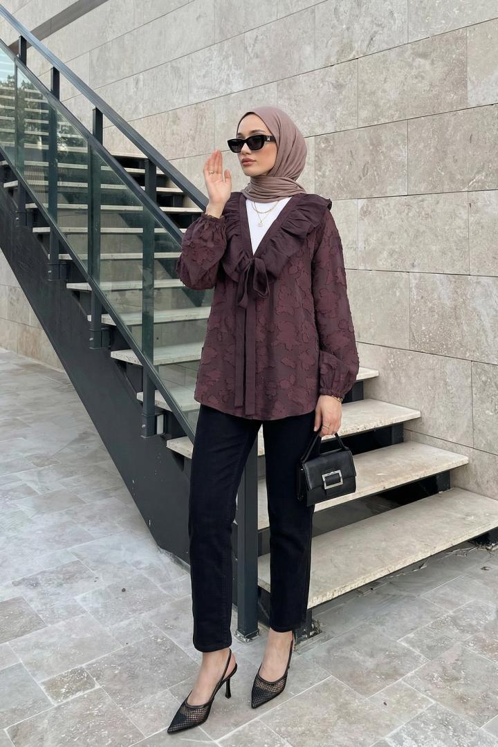 Fırfır Yakalı Kimono Y0110 - MÜRDÜM |  