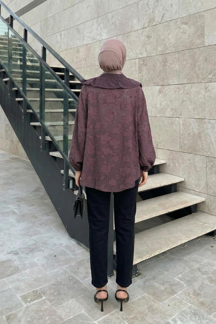 Fırfır Yakalı Kimono Y0110 - MÜRDÜM |  