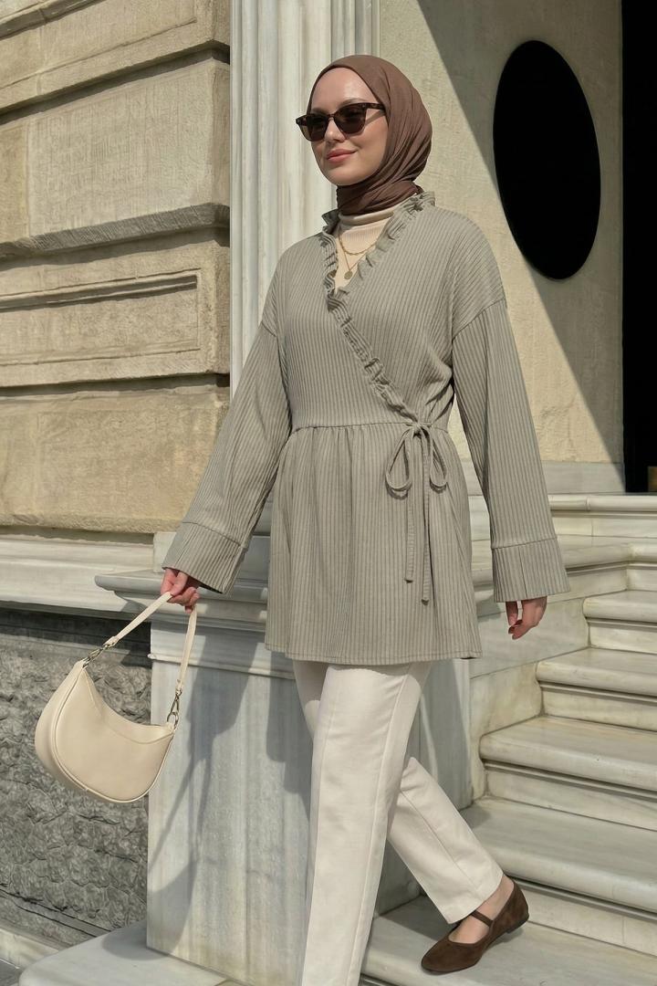 Çapraz Bağlamalı Kimono Y0128 - AÇIK HAKİ |  