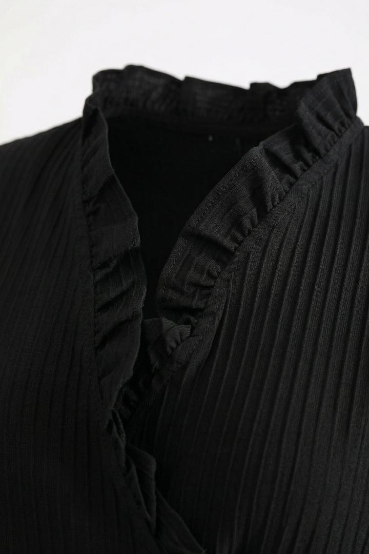 Çapraz Bağlamalı Kimono Y0128 - SİYAH |  