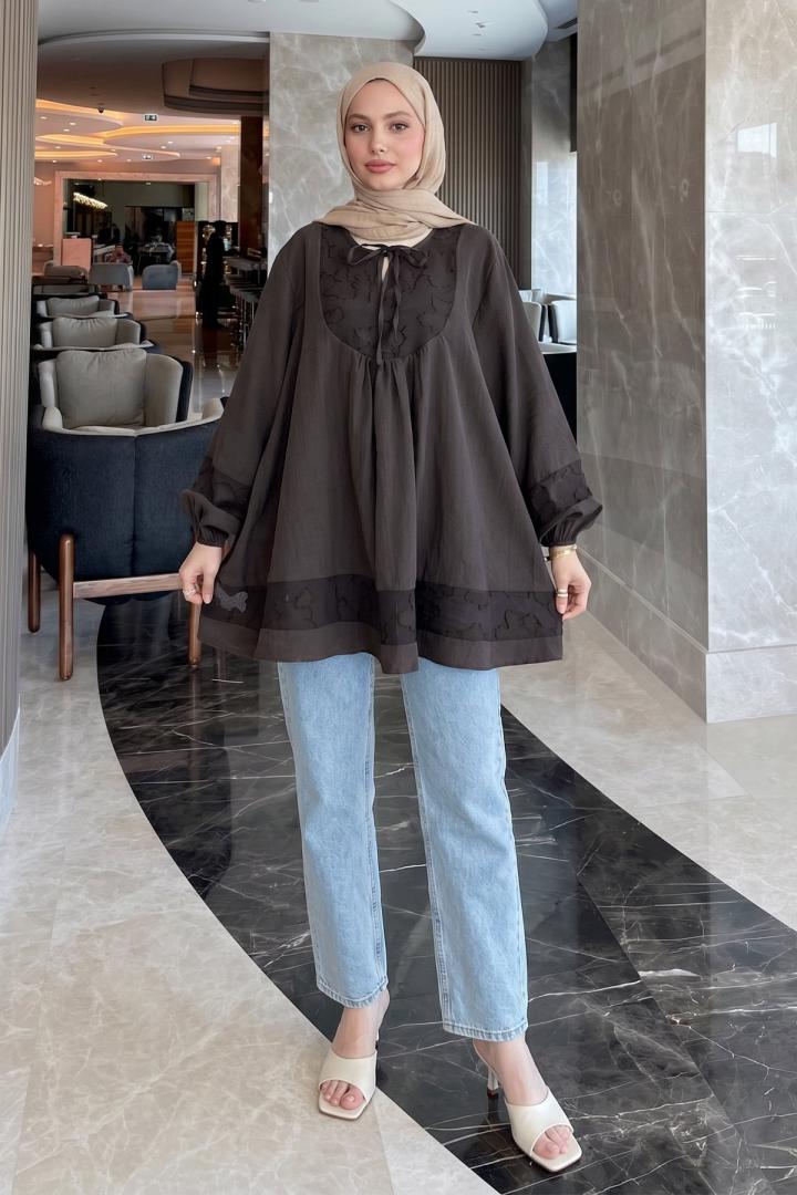 Jakar Detaylı Tunik Y0124 - ACI KAHVE |  