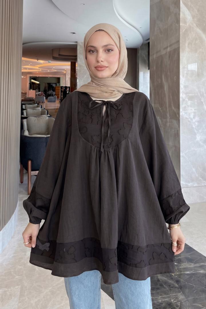 Jakar Detaylı Tunik Y0124 - ACI KAHVE |  