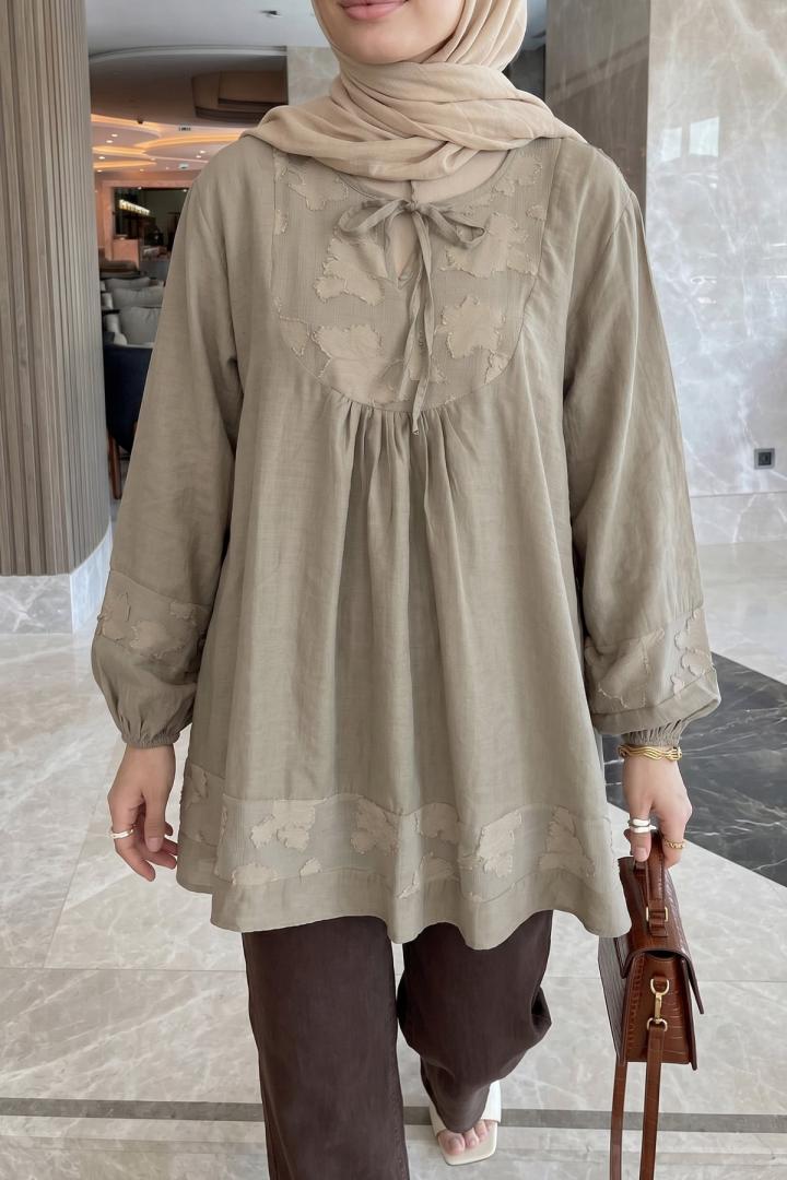 Jakar Detaylı Tunik Y0124 - AÇIK HAKİ |  