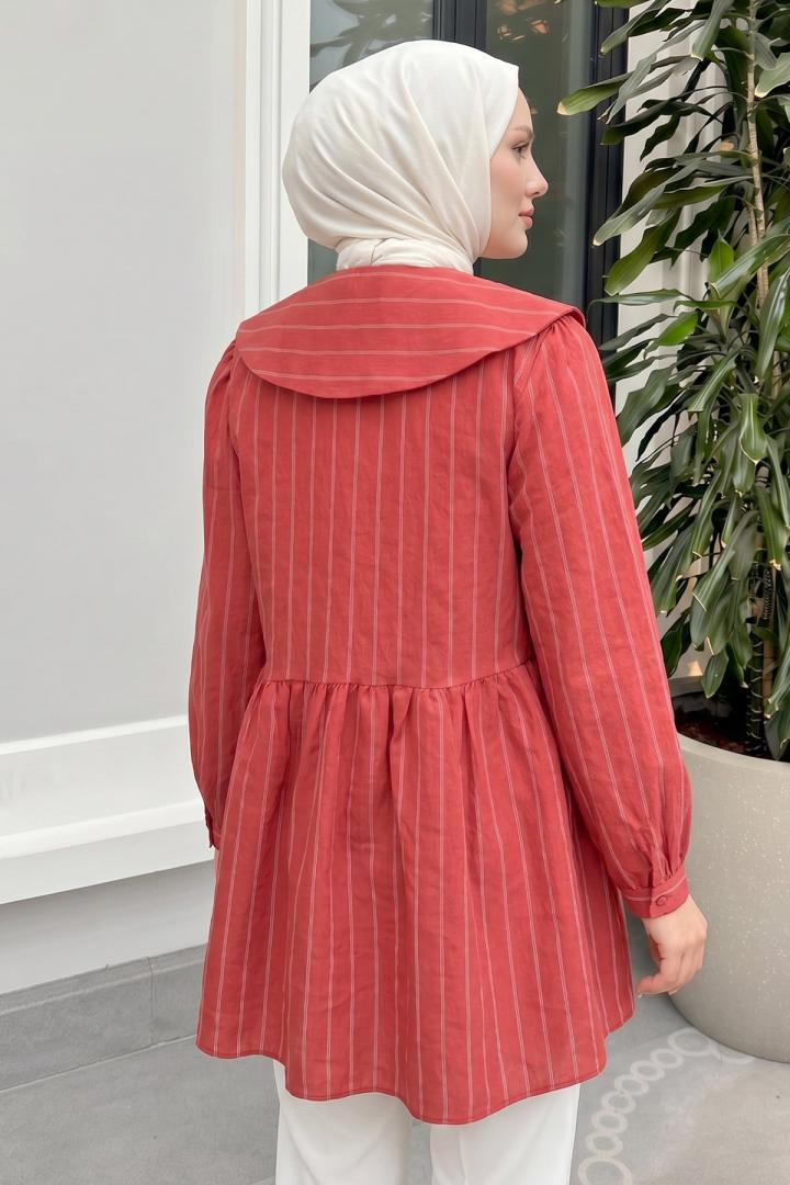 Geniş Yakalı Tunik Y0140 - KIRMIZI |  