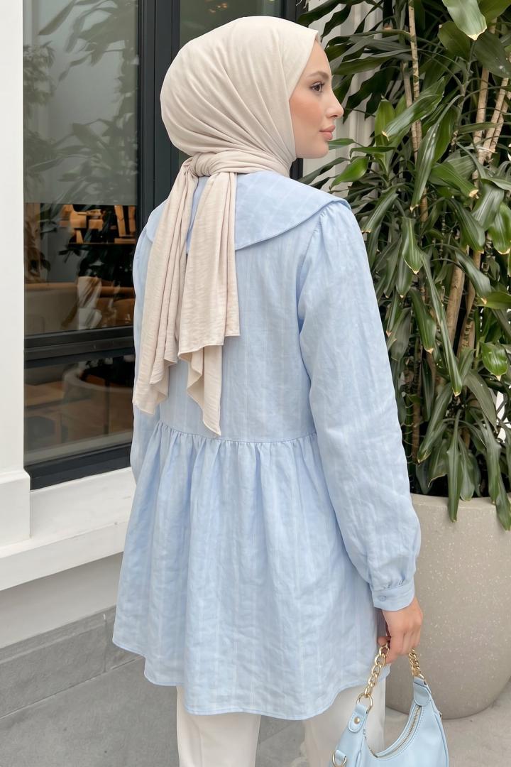 Geniş Yakalı Tunik Y0140 - BEBE MAVİSİ |  