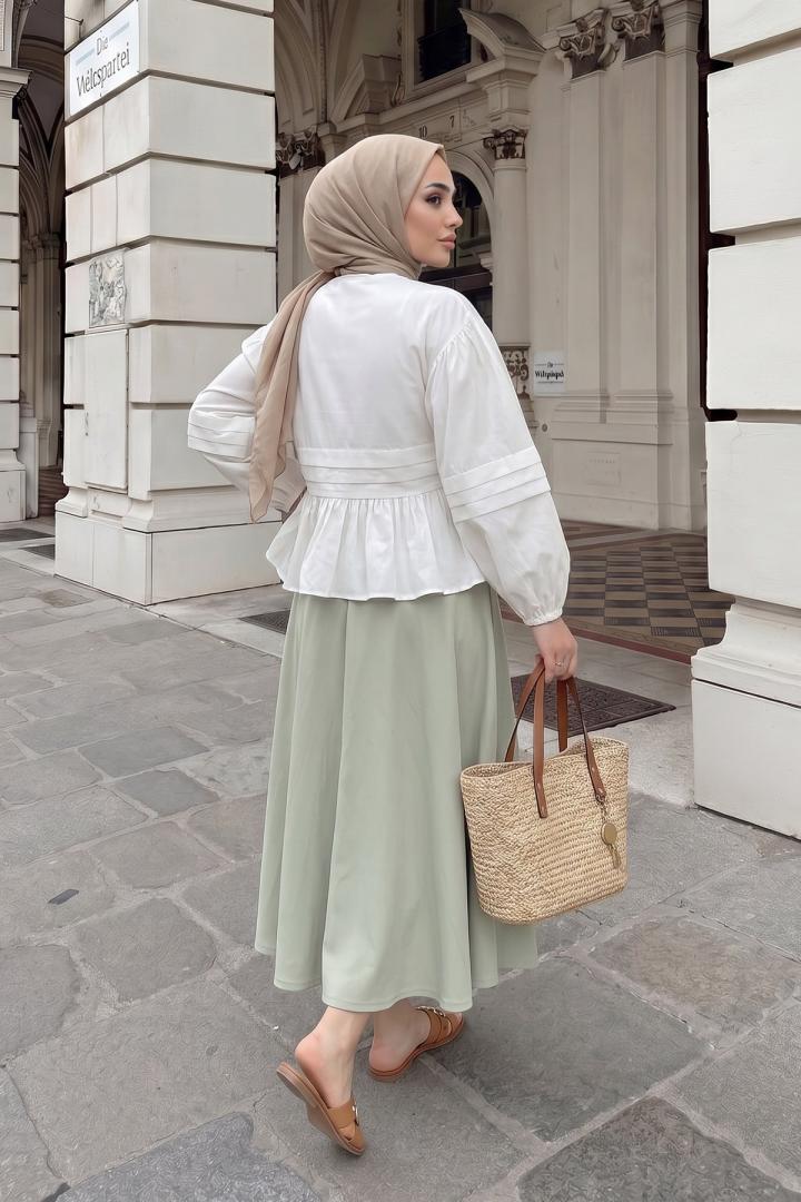 Bağcıklı Etek Üstü Kimono Y0126 - KREM |  