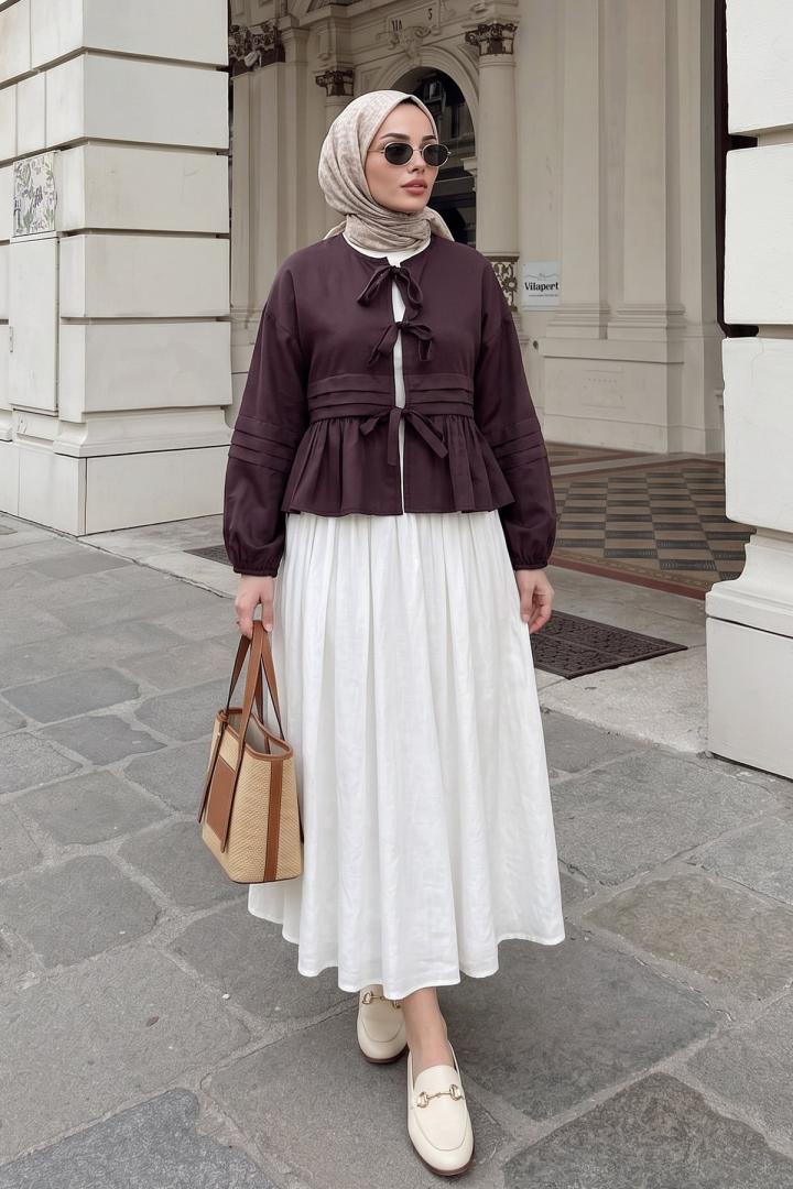 Bağcıklı Etek Üstü Kimono Y0126 - MÜRDÜM |  