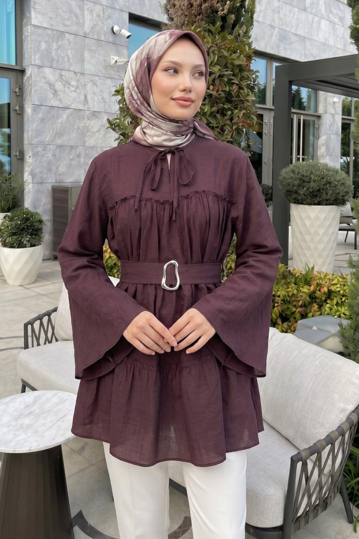 Toka Kemerli Tunik Y0135 - MÜRDÜM |  