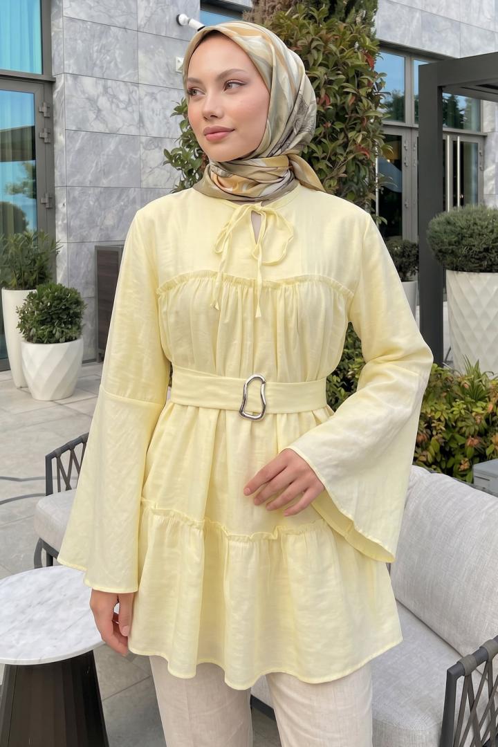 Toka Kemerli Tunik Y0135 - SARI |  