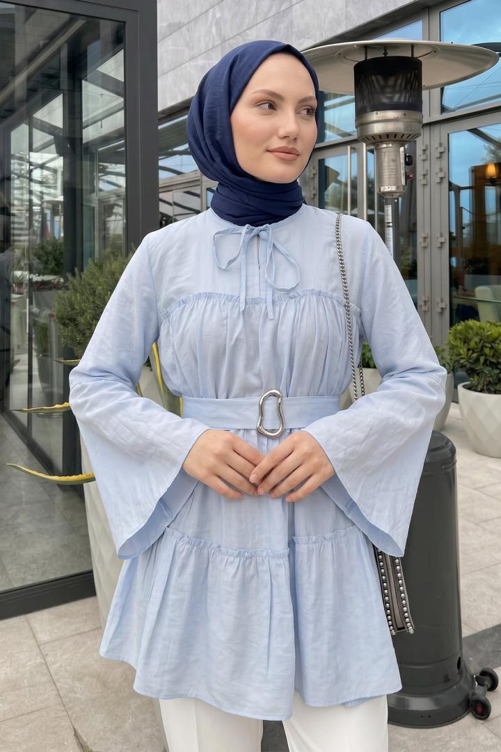 Toka Kemerli Tunik Y0135 - BEBE MAVİSİ |  