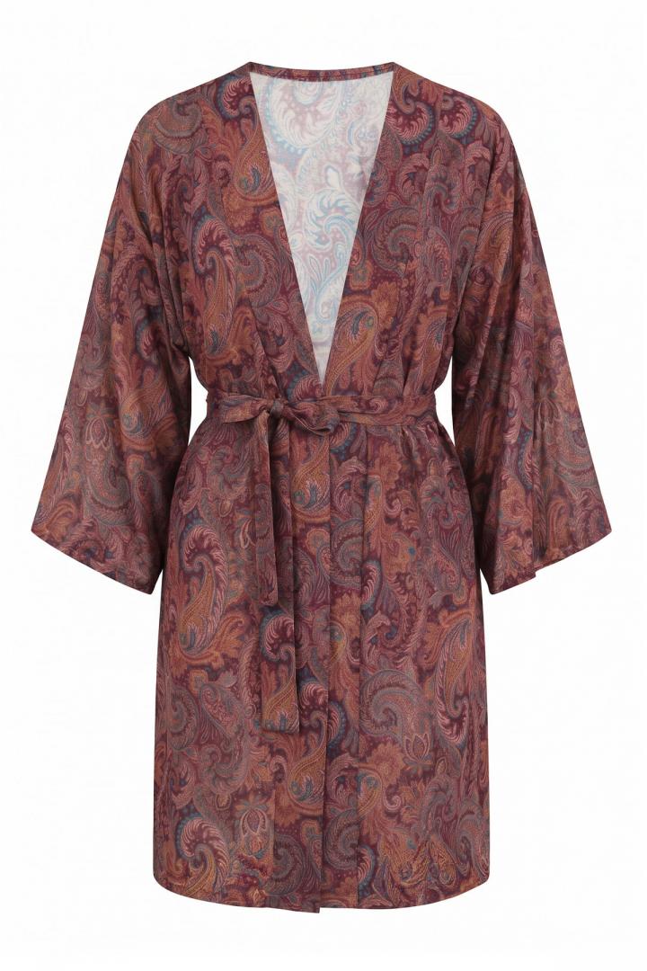Şal Desenli Uzun Kimono 2397 - MÜRDÜM |  