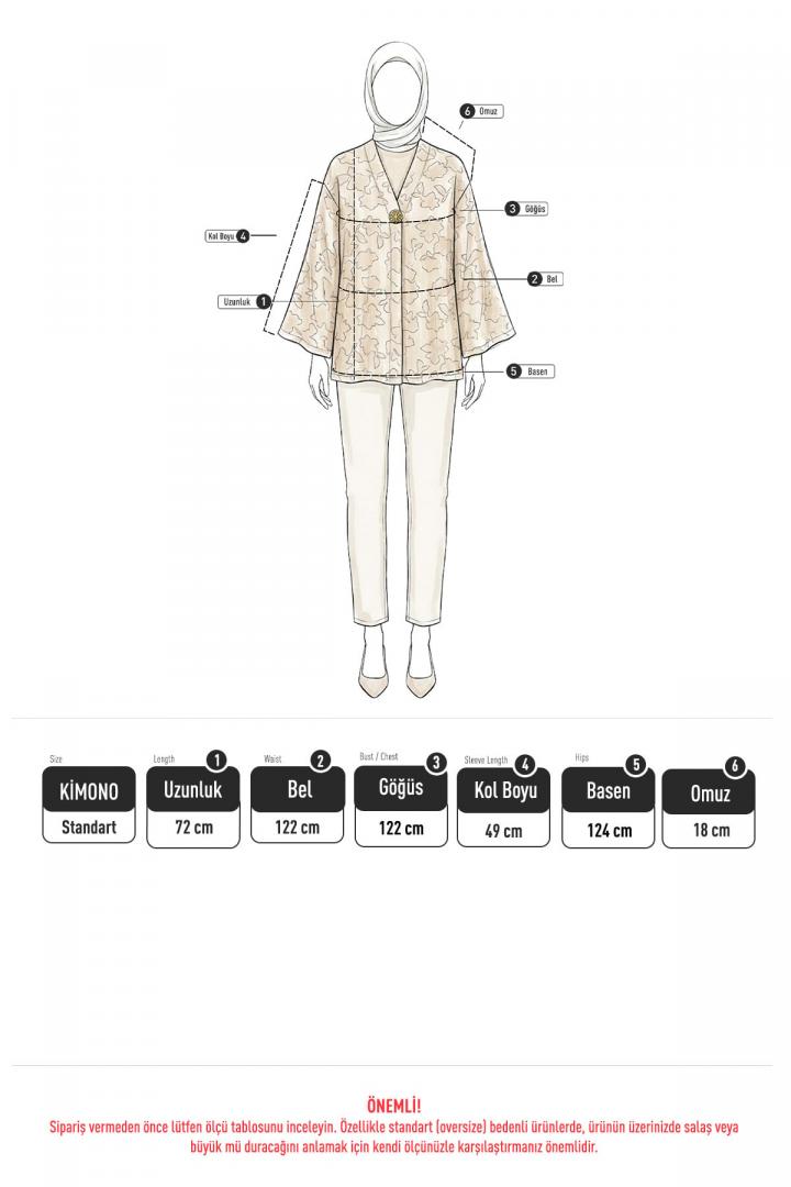 Jakar Detaylı Kimono Y0111 - ACI KAHVE |  