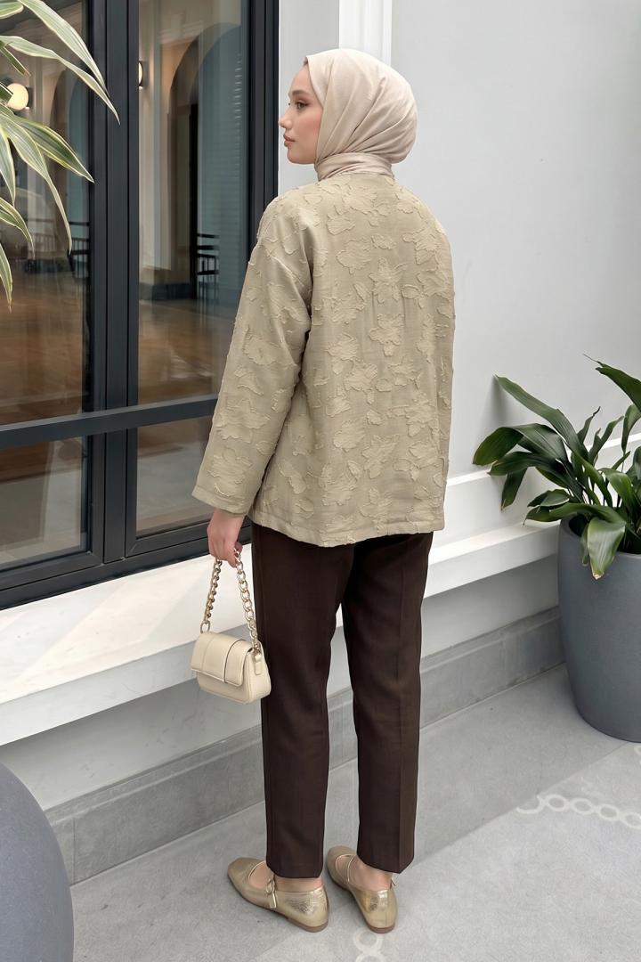 Jakar Detaylı Kimono Y0111 - AÇIK HAKİ |  