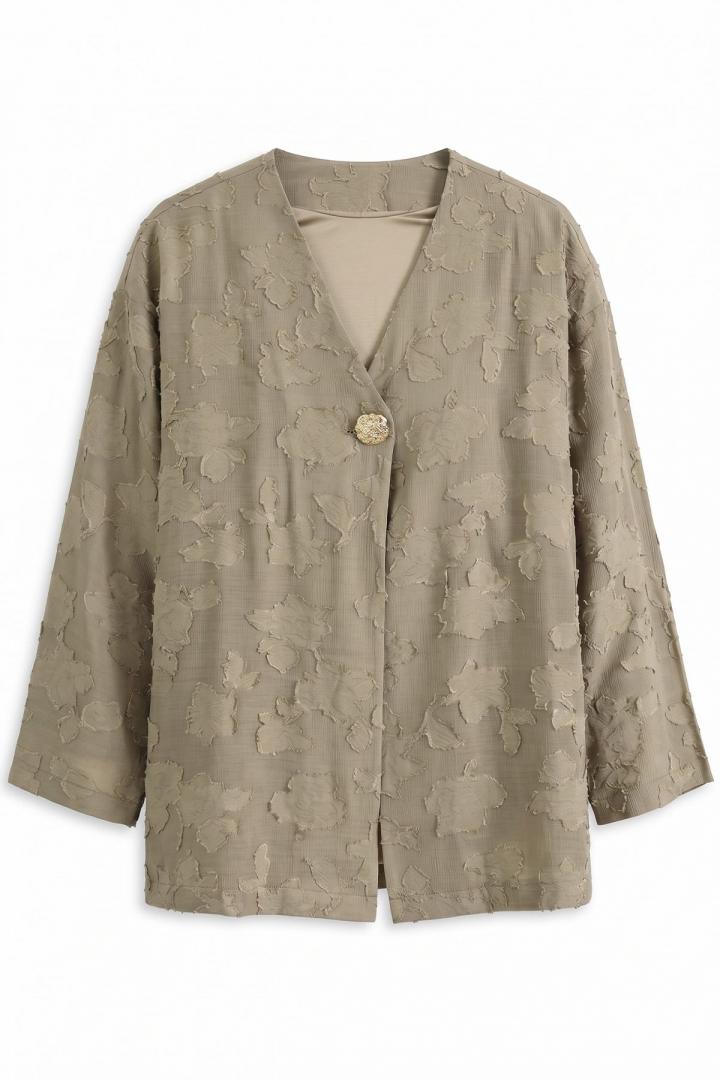 Jakar Detaylı Kimono Y0111 - AÇIK HAKİ |  