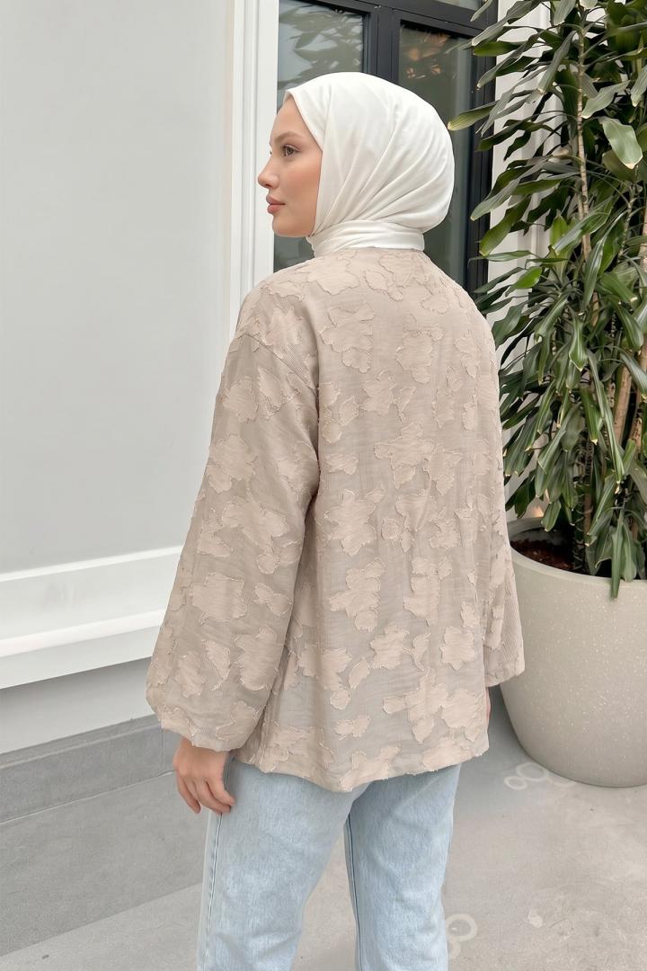 Jakar Detaylı Kimono Y0111 - BEJ |  