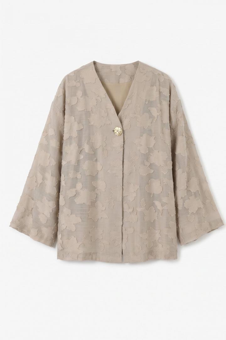 Jakar Detaylı Kimono Y0111 - BEJ |  