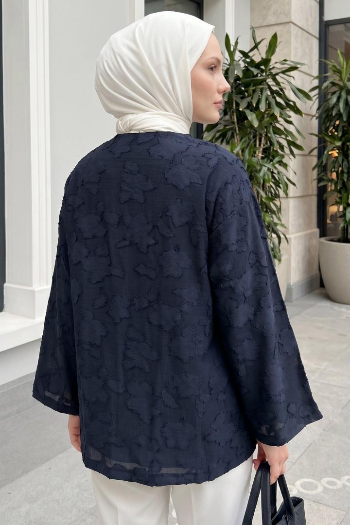 Jakar Detaylı Kimono Y0111 - LACİVERT |  
