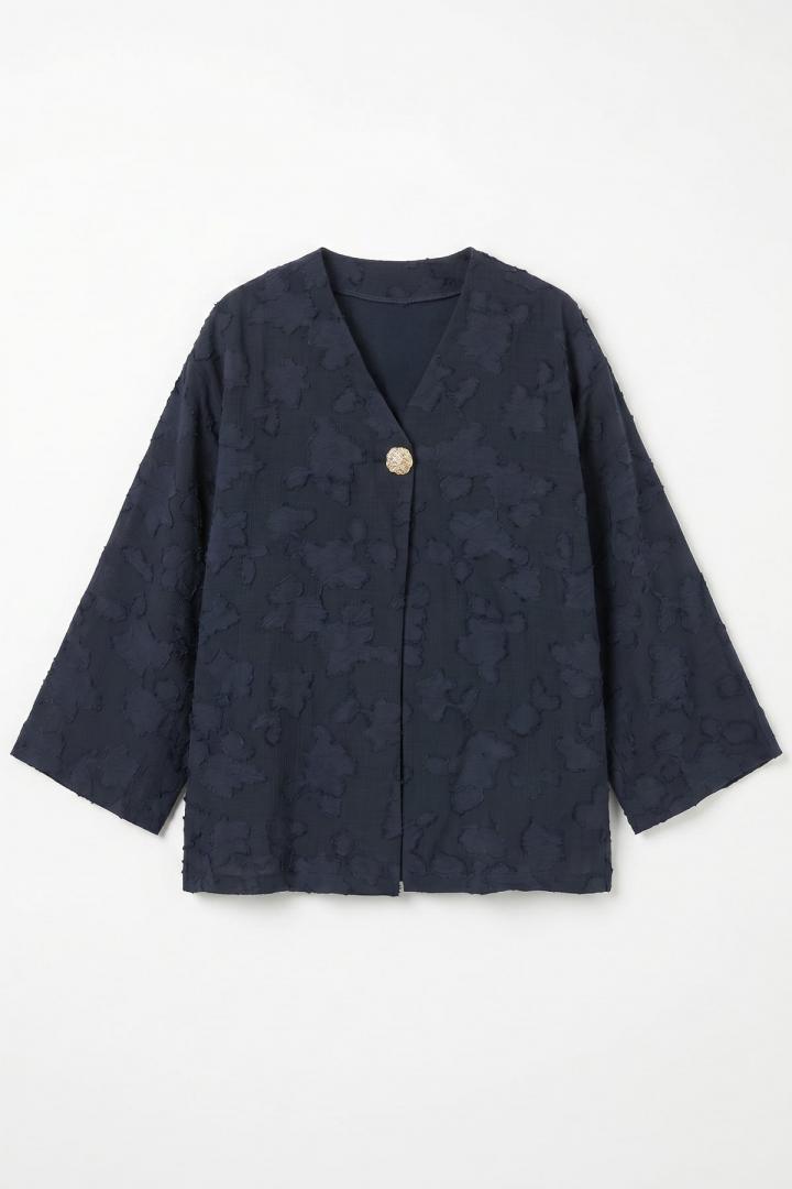 Jakar Detaylı Kimono Y0111 - LACİVERT |  