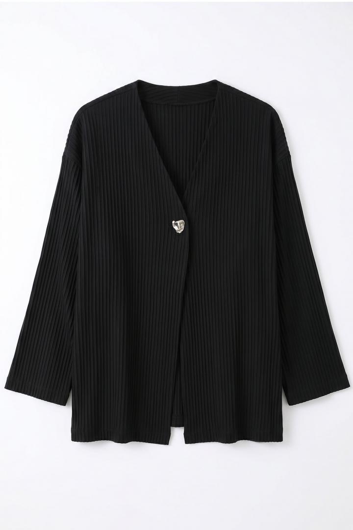 Tek Düğmeli Kimono Y0130 - SİYAH |  