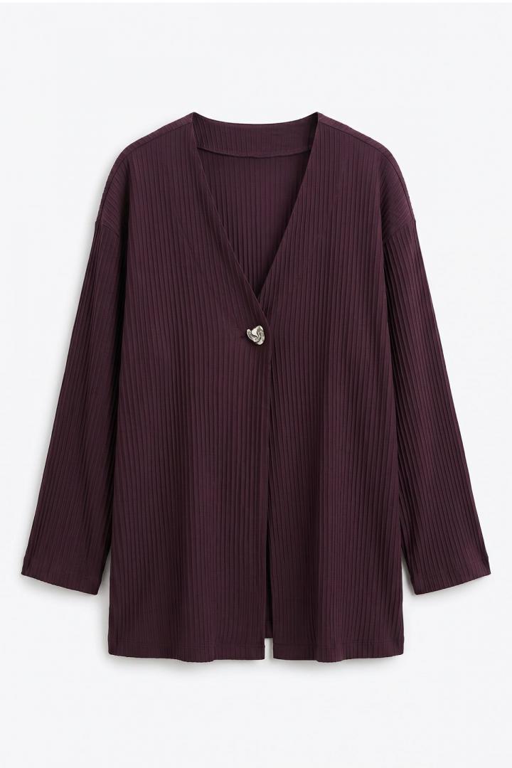 Tek Düğmeli Kimono Y0130 - MÜRDÜM |  
