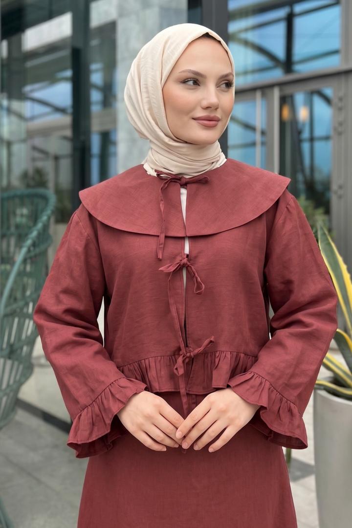 Bebe Yaka Detaylı İkili Takım Y0141 - BORDO |  