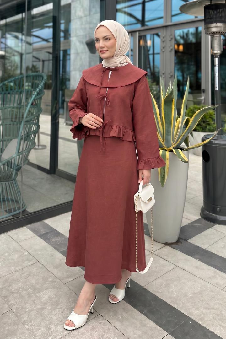 Bebe Yaka Detaylı İkili Takım Y0141 - BORDO |  