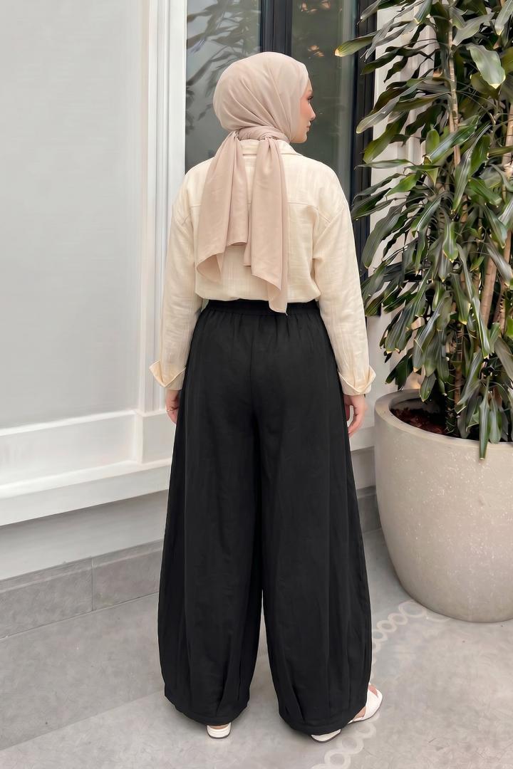 Geniş Paça Şalvar Pantolon Y0145 - SİYAH |  