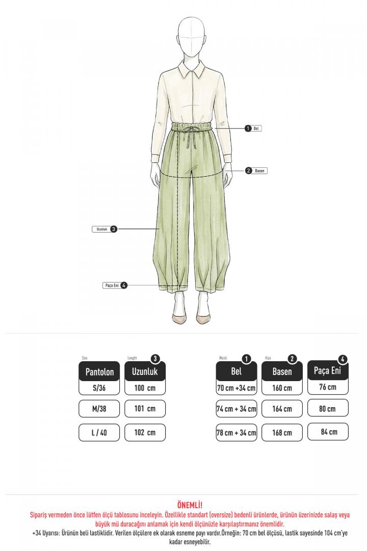 Geniş Paça Şalvar Pantolon Y0145 - MAT HAKİ |  
