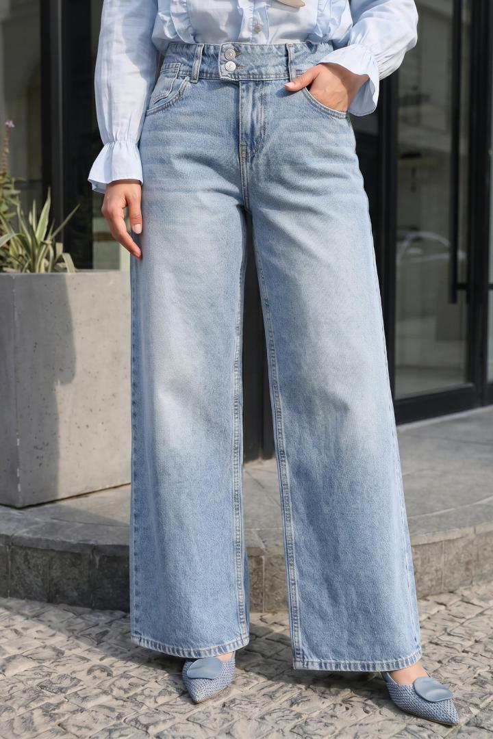 Geniş Paça Denim Pantolon 72318 - MAVİ |  