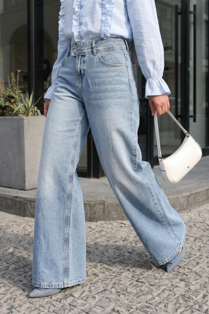 Geniş Paça Denim Pantolon 72318 - MAVİ |  