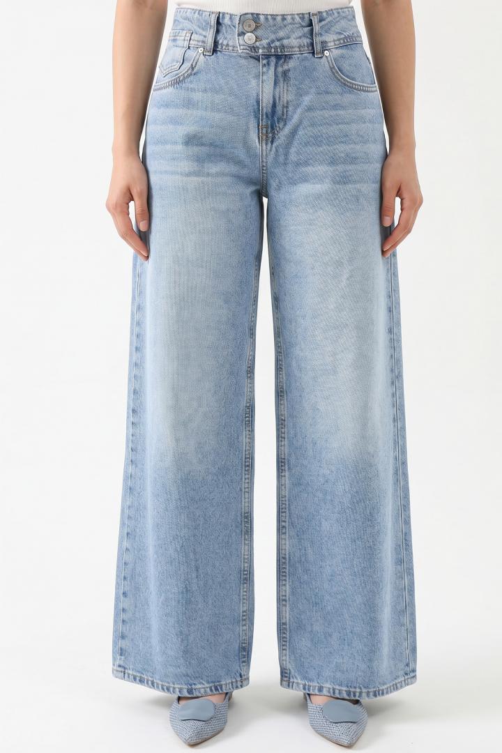 Geniş Paça Denim Pantolon 72318 - MAVİ |  