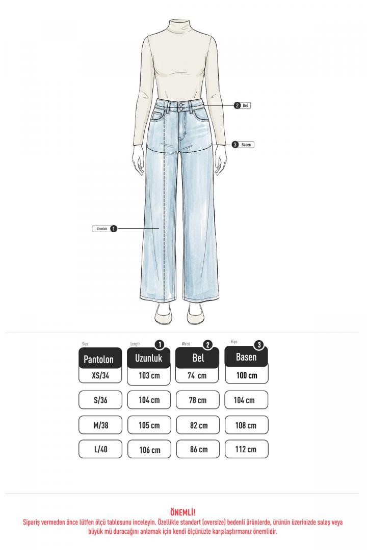 Geniş Paça Denim Pantolon 72318 - MAVİ |  