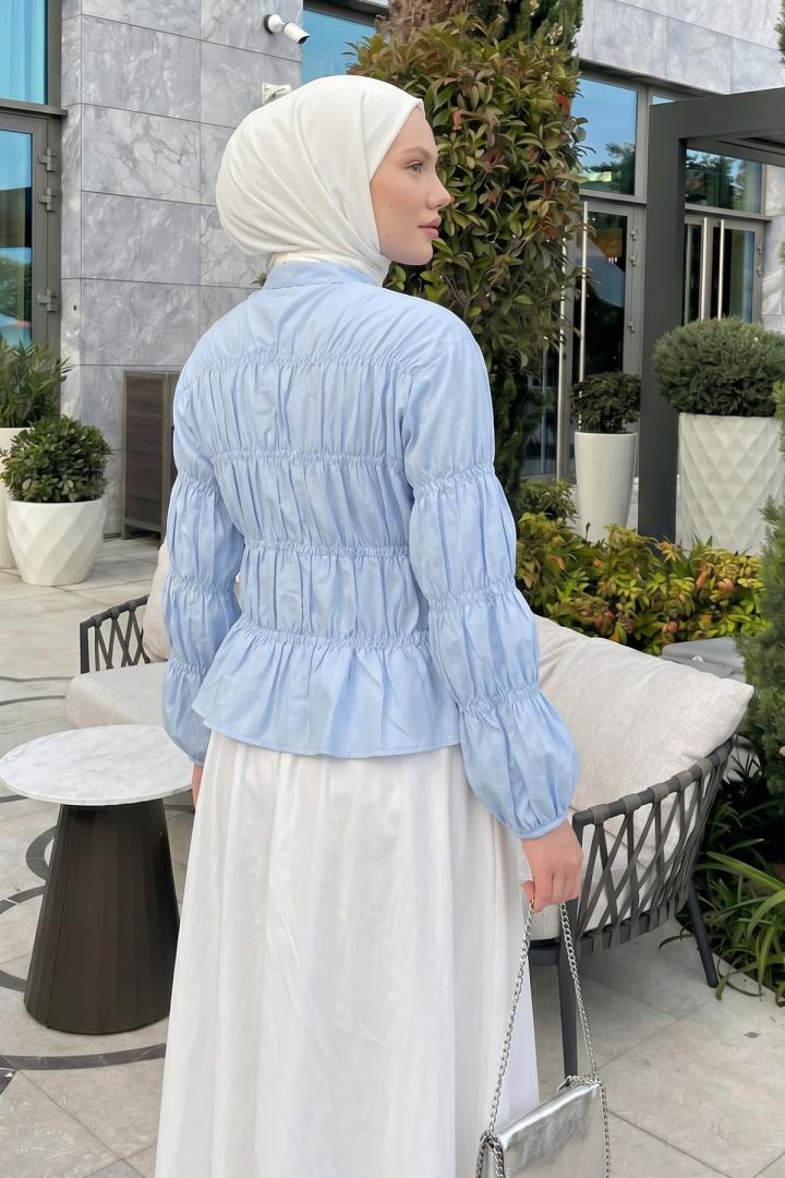Gipe Detaylı Gömlek Y0146 - BEBE MAVİSİ |  