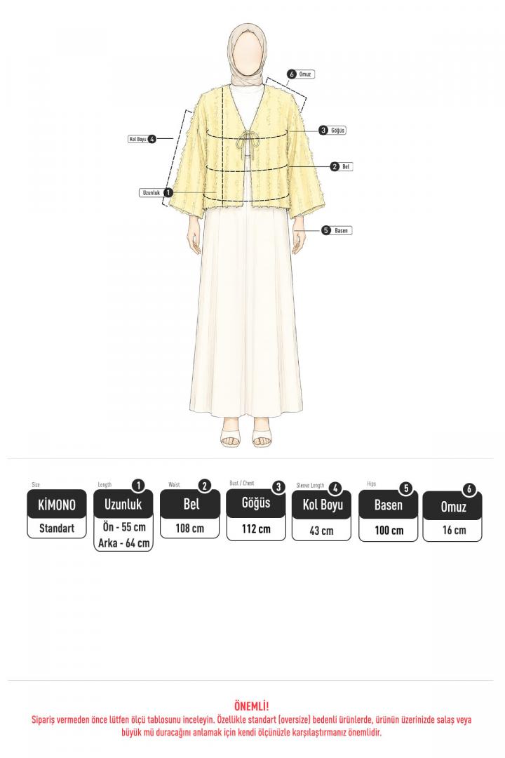 Çizgi Püsküllü Kimono 2353 - PUDRA |  