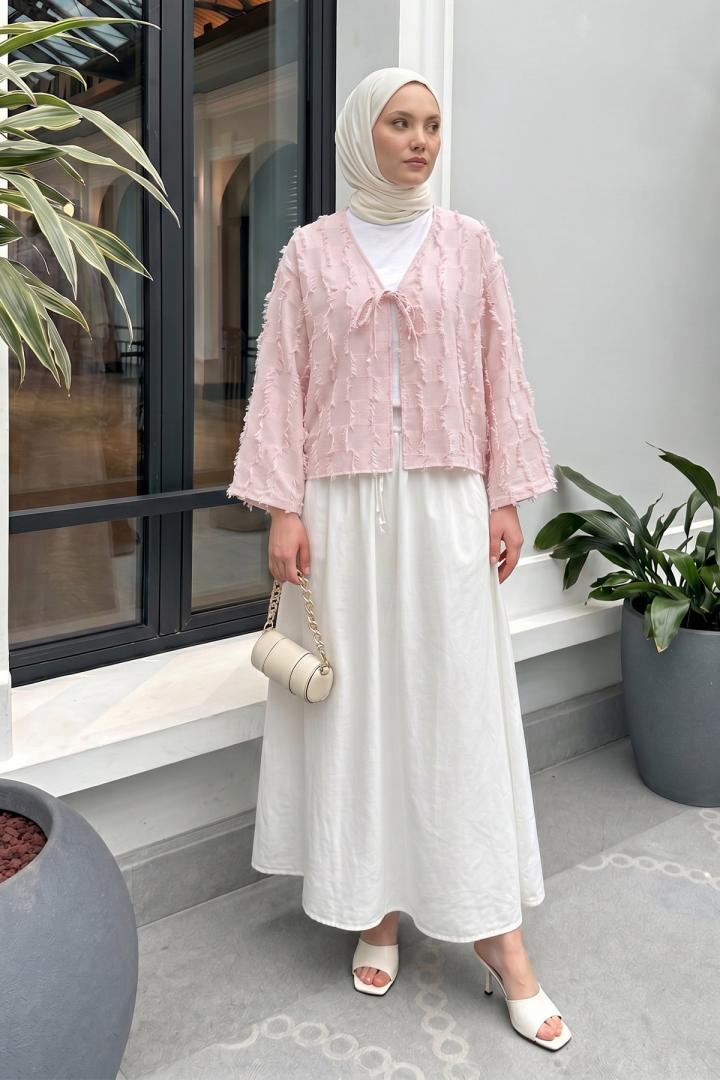 Çizgi Püsküllü Kimono 2353 - PUDRA |  