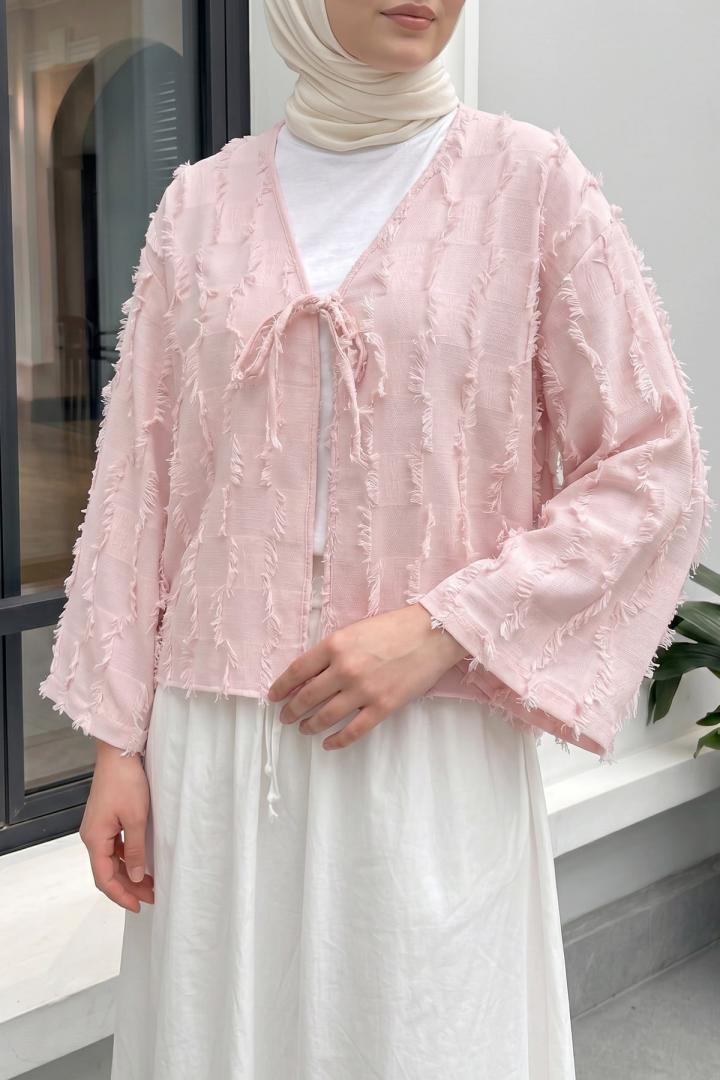 Çizgi Püsküllü Kimono 2353 - PUDRA |  
