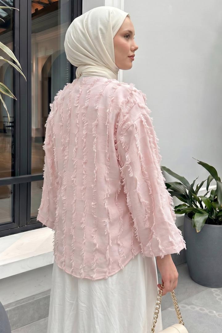 Çizgi Püsküllü Kimono 2353 - PUDRA |  