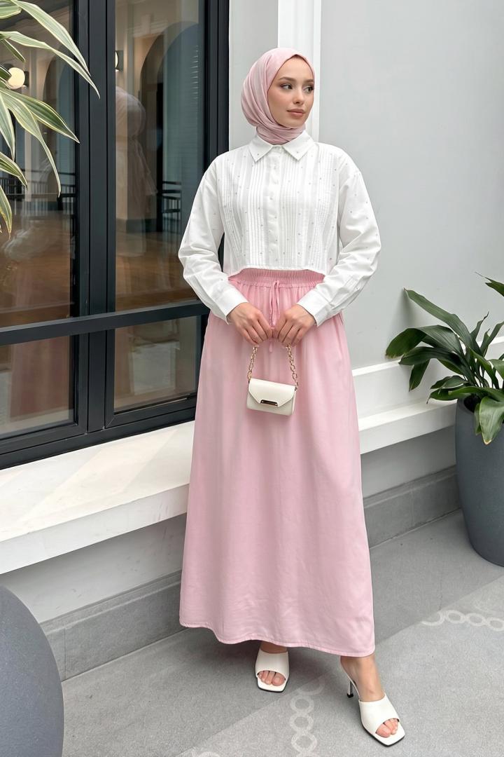 Çift Cepli Etek 31292 - AÇIK PEMBE |  