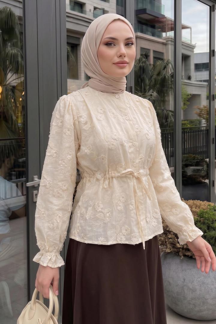 Brode Detaylı Gömlek 2685 - BEJ |  