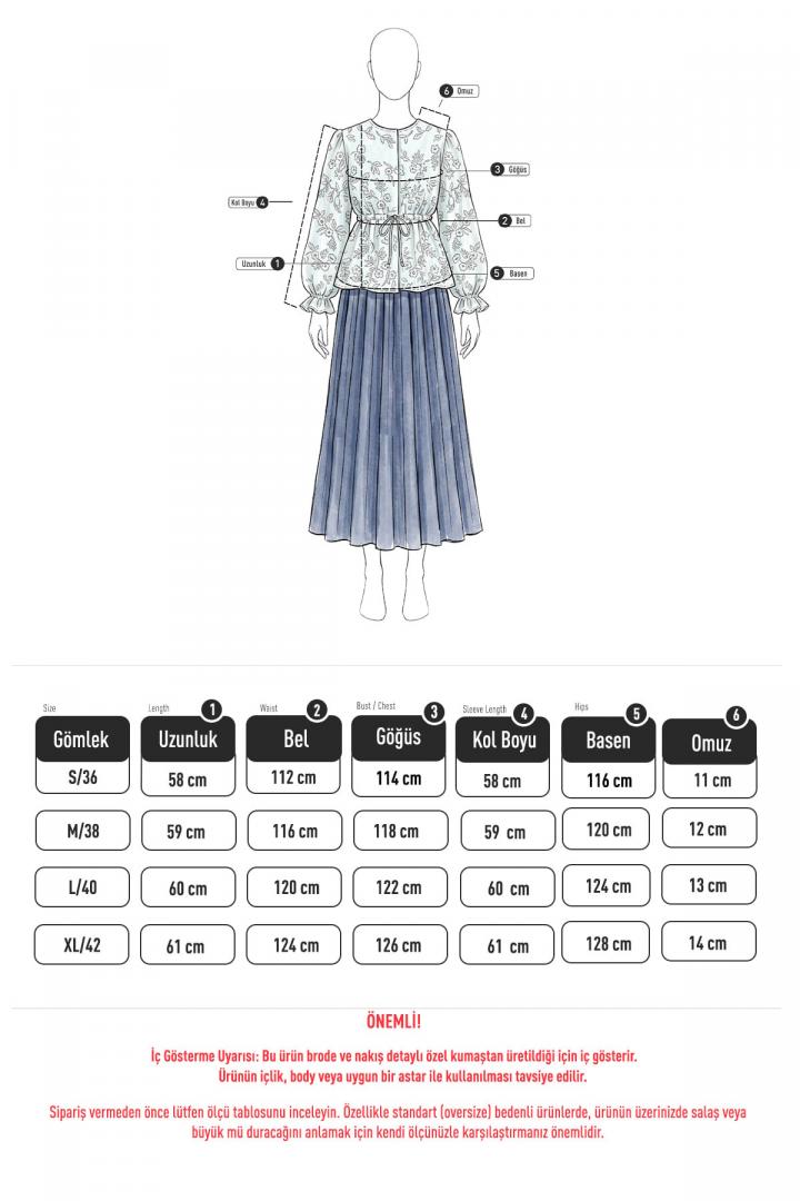 Brode Detaylı Gömlek 2685 - BEYAZ |  
