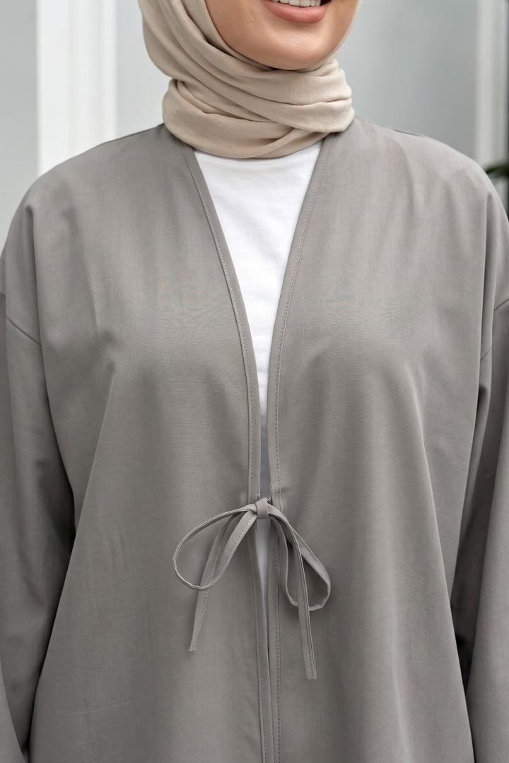 İp Bağcıklı Kimono 40046 - KOYU GRİ |  