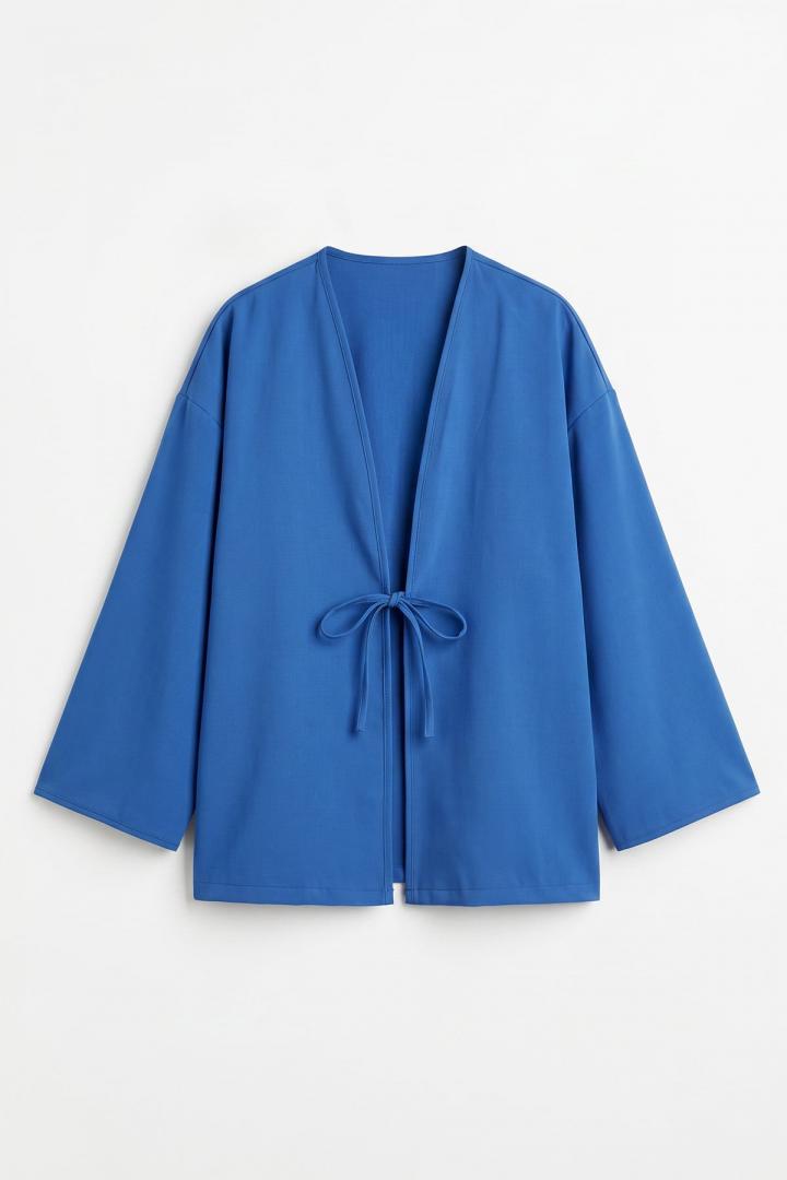 İp Bağcıklı Kimono 40046 - SAKS MAVİSİ |  