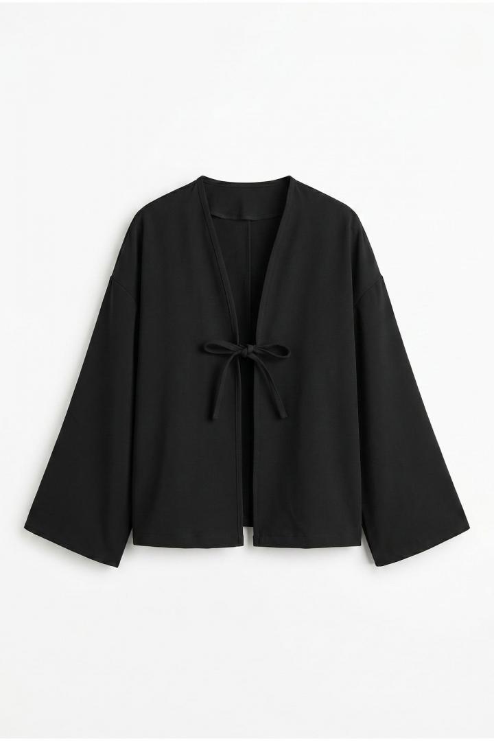 İp Bağcıklı Kimono 40046 - SİYAH |  
