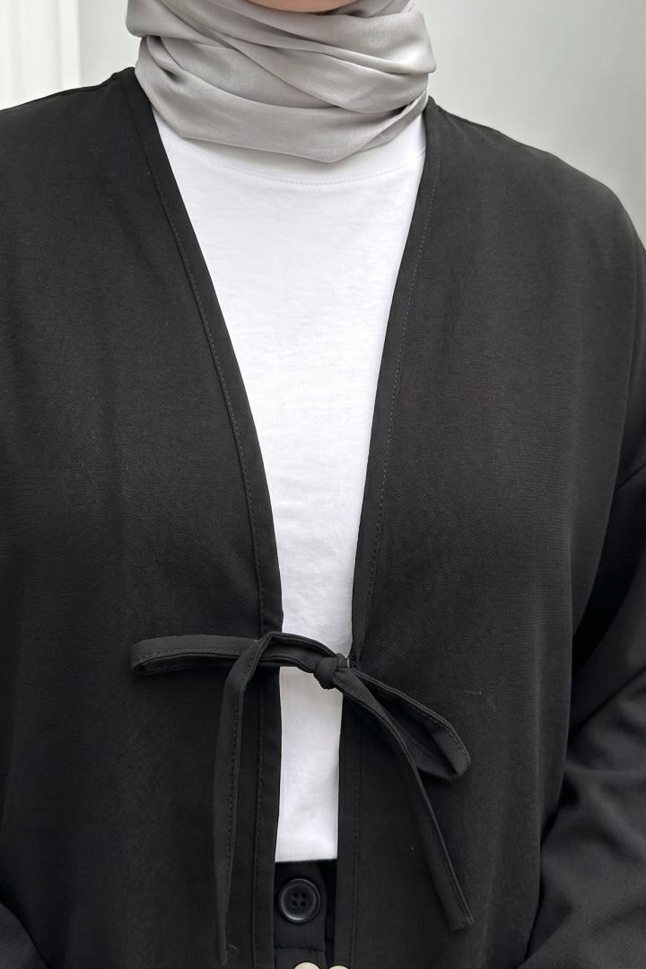 İp Bağcıklı Kimono 40046 - SİYAH |  