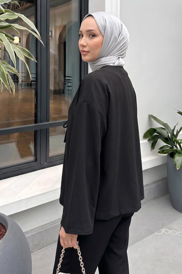 İp Bağcıklı Kimono 40046 - SİYAH |  